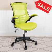 Flash Furniture BL-X-5M-GRN-GG Mid-Back Green Mesh Swivel Ergonomic Task Office Chair with Flip-Up Arms